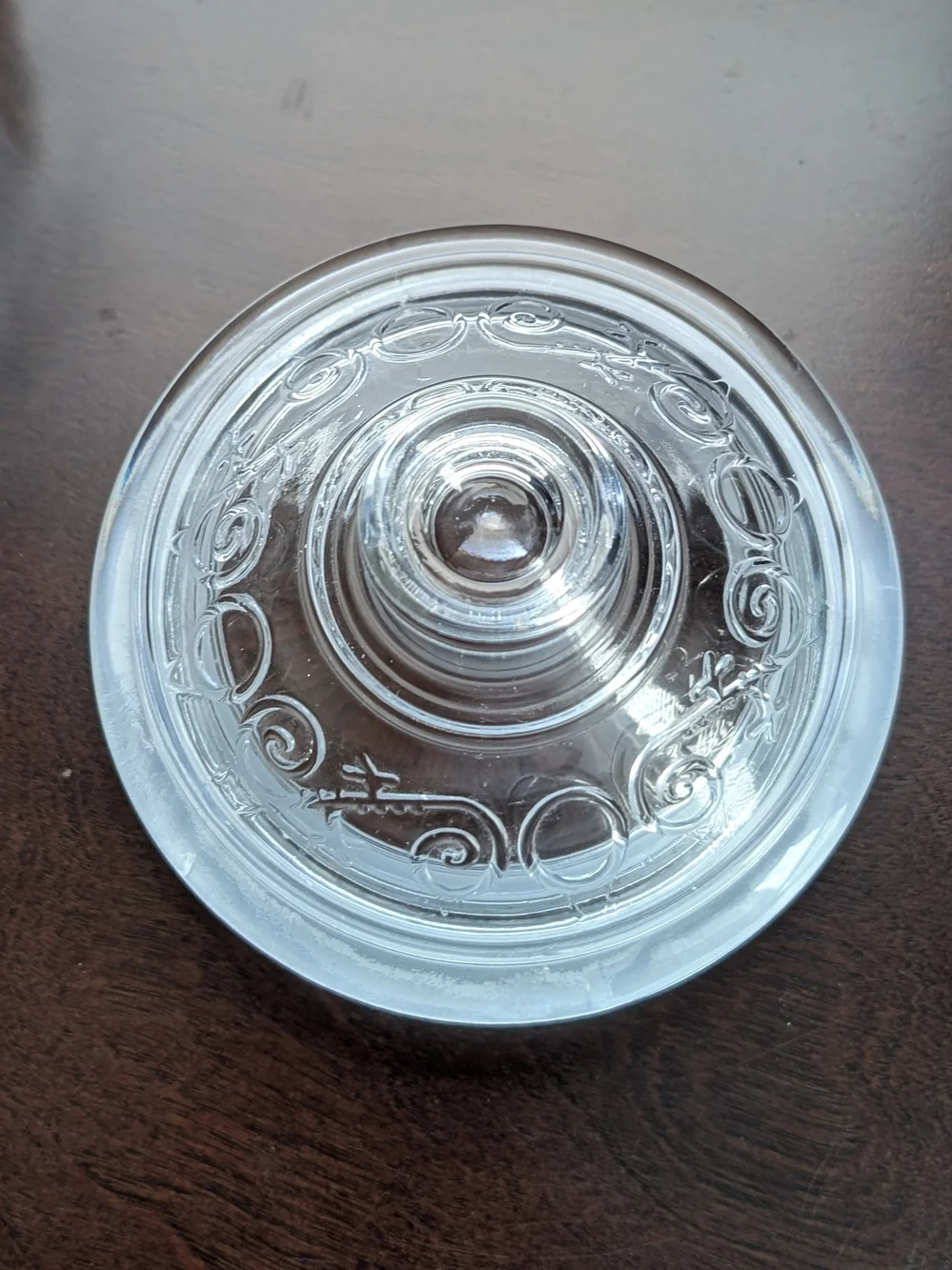 Vintage 1980s KIG Indonesia Clear Glass Storage Jar with Lid 11.5 Inches Fruit